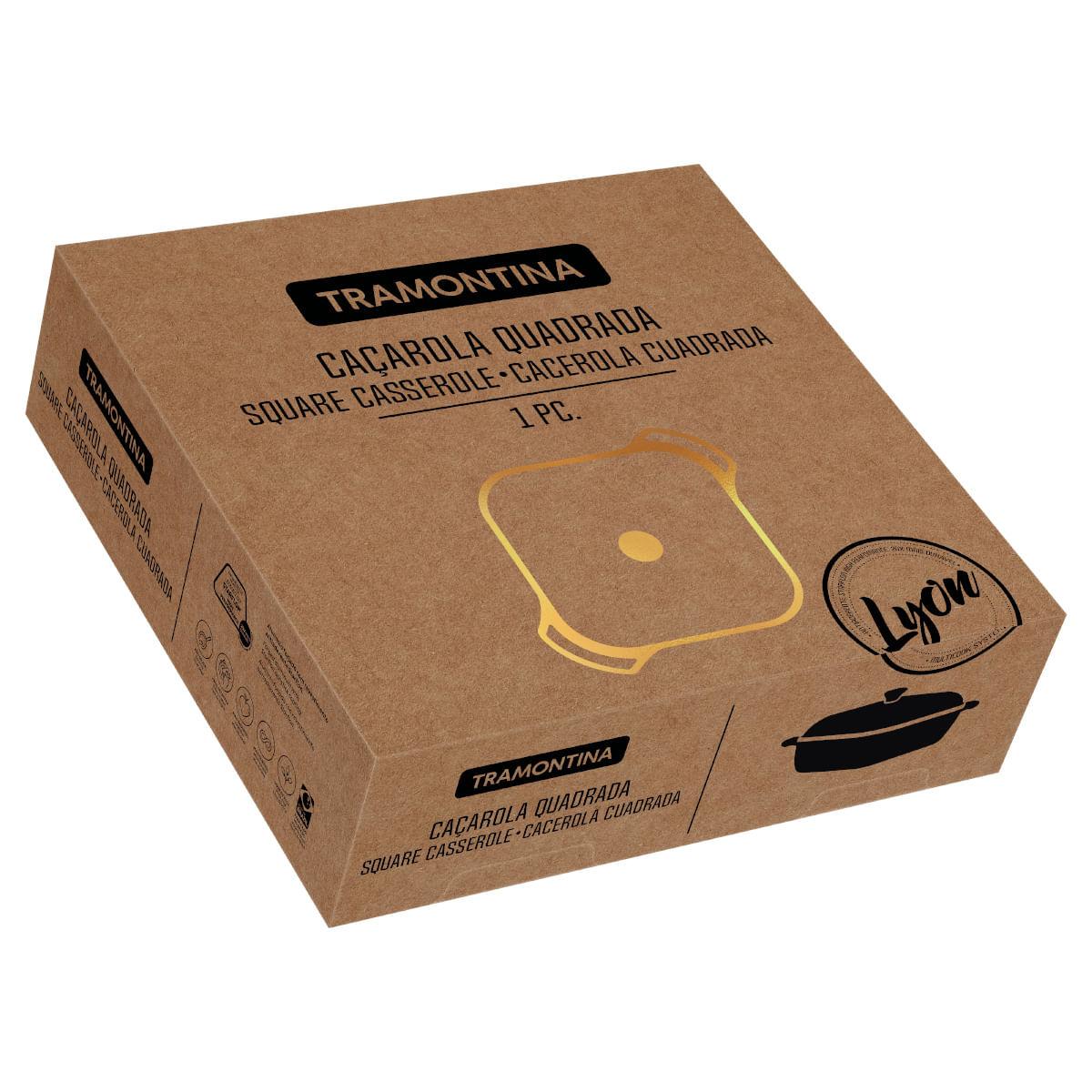 Caçarola Tramontina Quadrada Lyon em Alumínio Starflon 28 cm 5,5 L Dourado