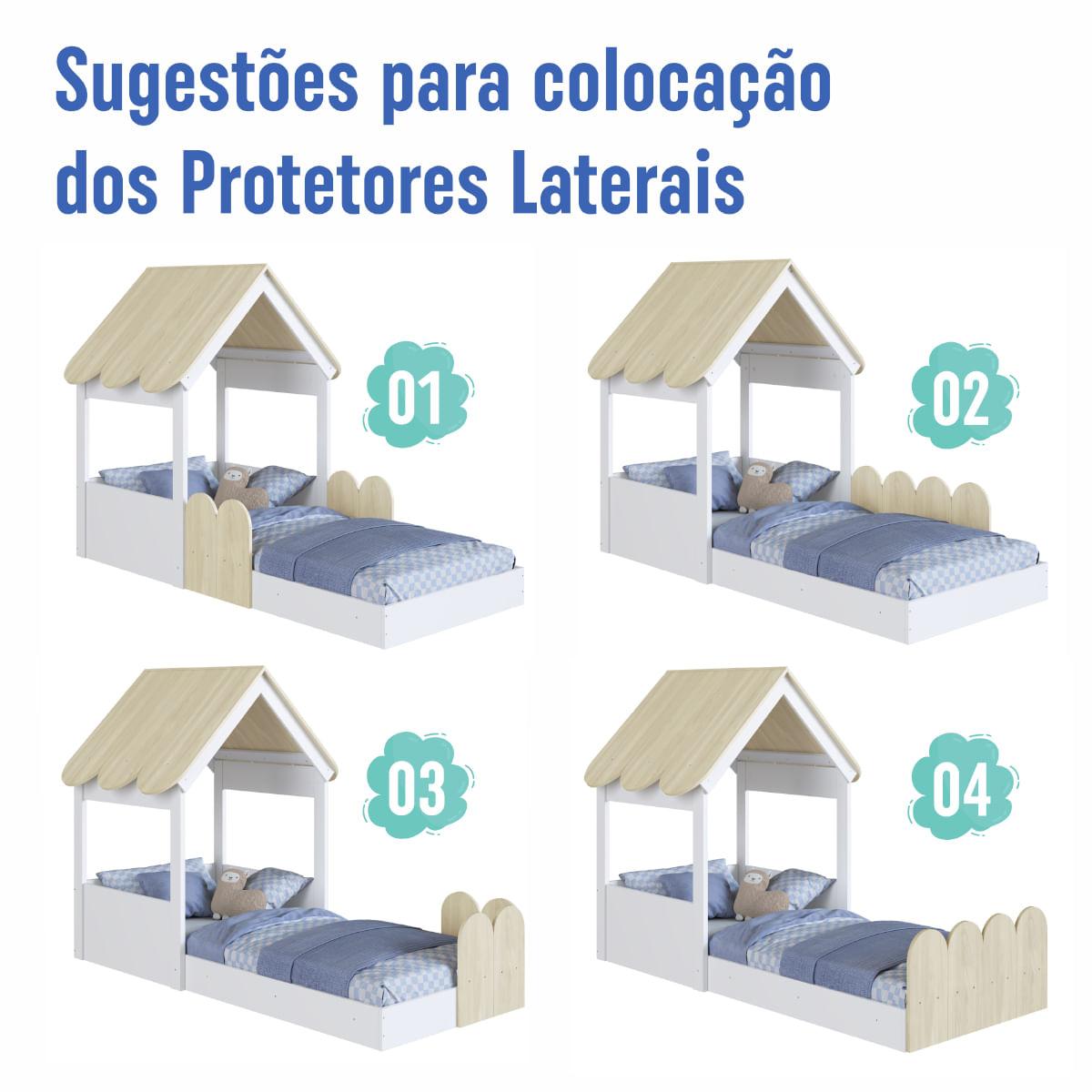 Cama Infantil Montessoriana Casinha Branca e Carvalho Completa Móveis