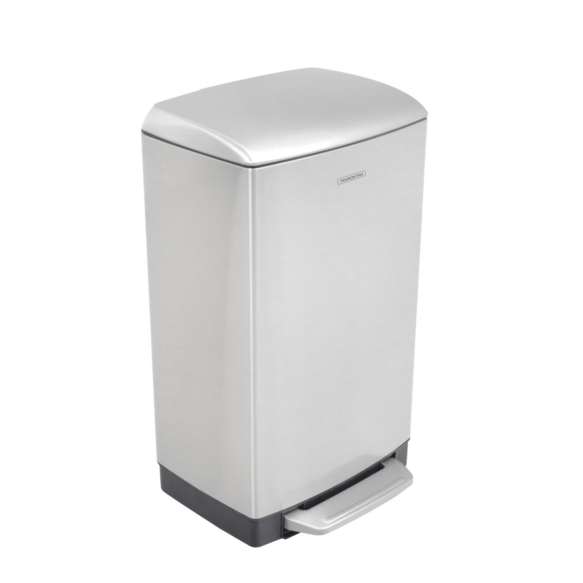 Lixeira Inox com Pedal Tramontina D Slim 30 L com Acabamento Scotch Brite e Balde Interno Removível 94544030