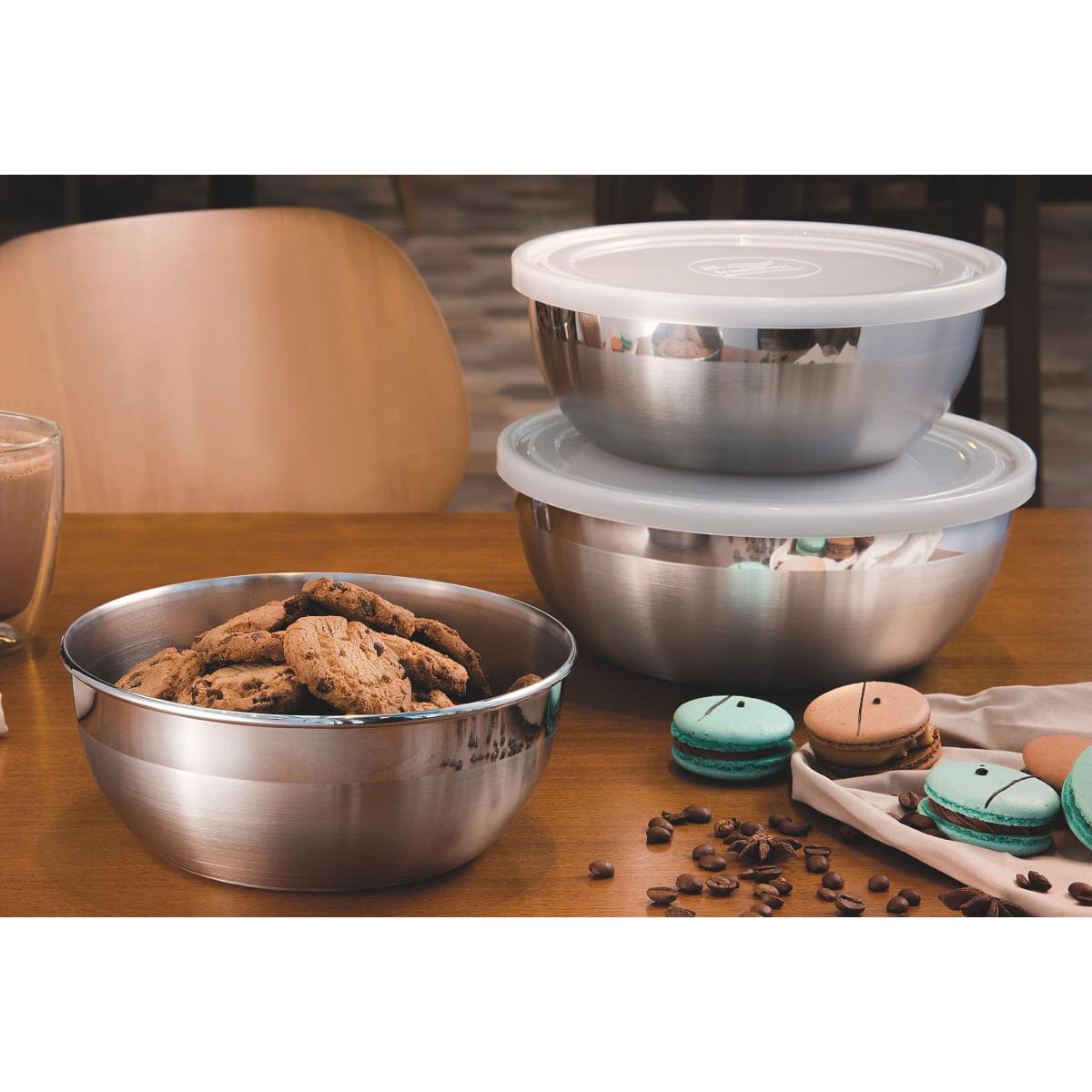 Pote Tramontina Freezinox Redondo em Aço Inox com Tampa Plástica 20 cm 2,2 L