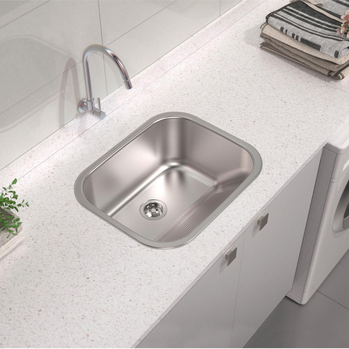 Tanque Tramontina Hera 34 L em Aço Inox Acetinado 50 x 40 cm com Válvula