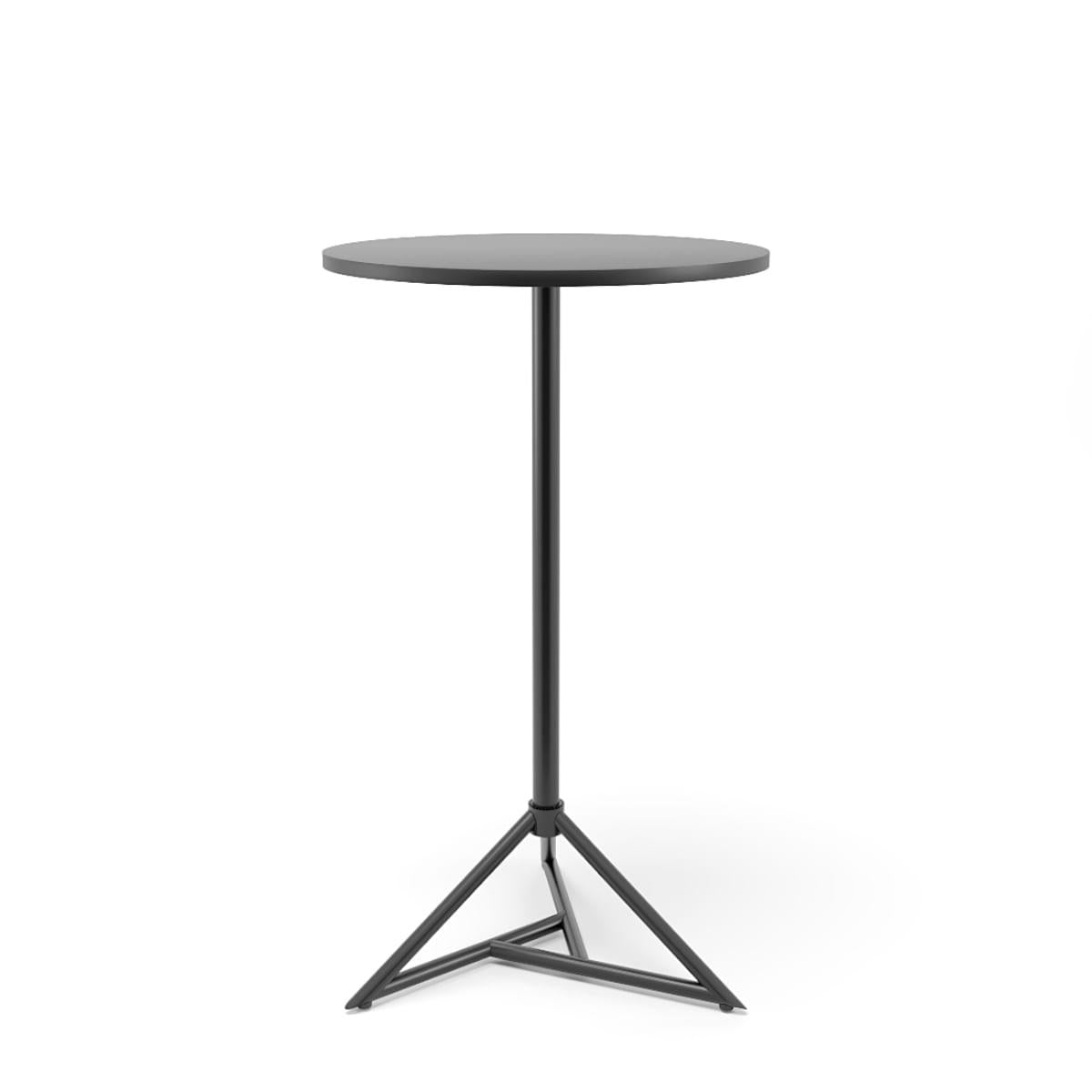 Mesa Bistrô Dot Redonda Alta Preta 60x106cm em Aço e Madeira Plaxmetal