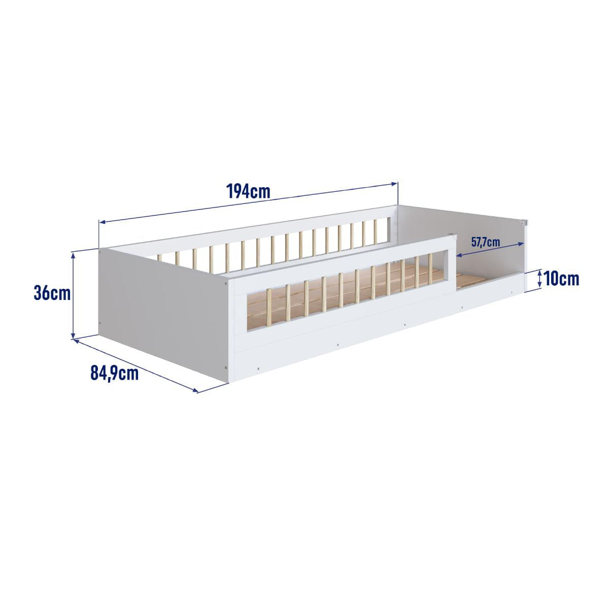Cama Infantil Montessoriana Solteiro Affetto Branco Completa Móveis