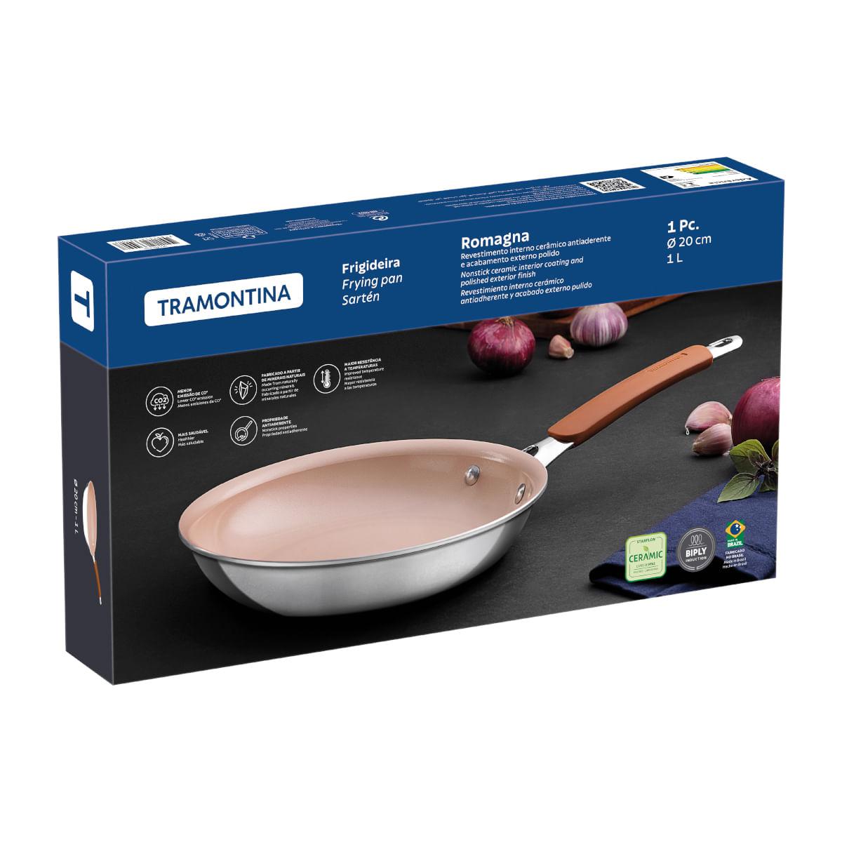 Frigideira Tramontina Romagna Aço Inox Cerâmico Marfim 20 cm 1 L