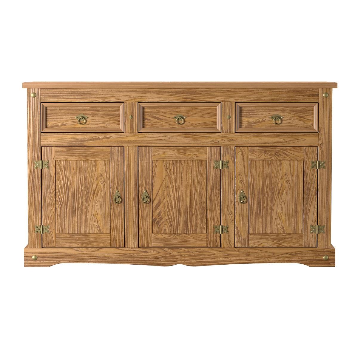 Aparador Buffet em Madeira 3 Portas 3 Gavetas 150 cm Carvalho Rústico Elliottiis