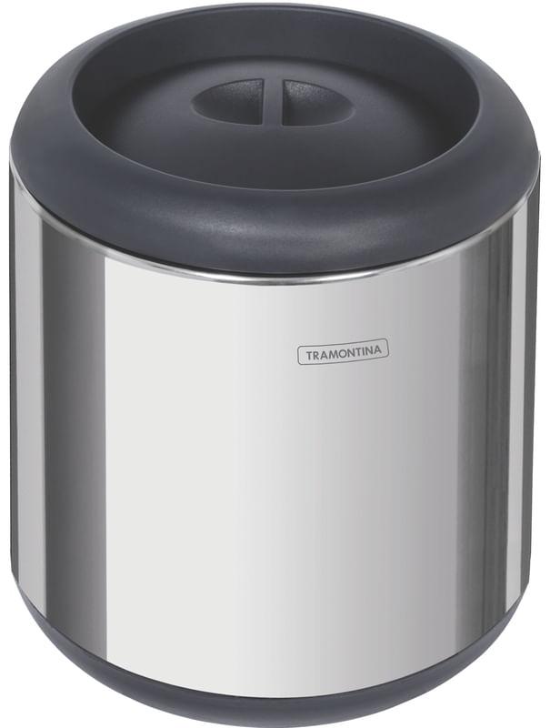 Lixeira Cápsula Inox Com Tampa Preta 7 Litros Tramontina 94540004