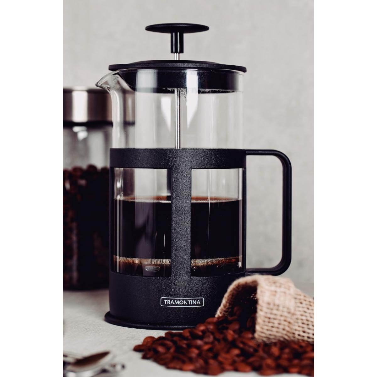 Cafeteira Francesa Tramontina em Vidro e Polipropileno Preto 600 ml