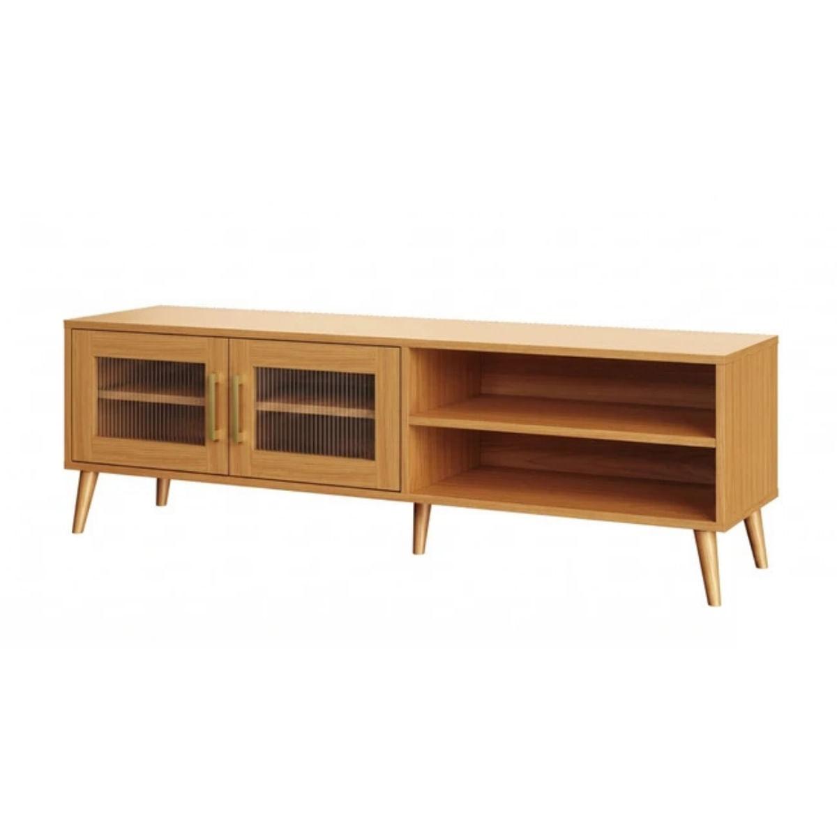 Rack Madrid 160cm 2 Portas Vidro Canelado Carvalho Rosé Dalla Costa