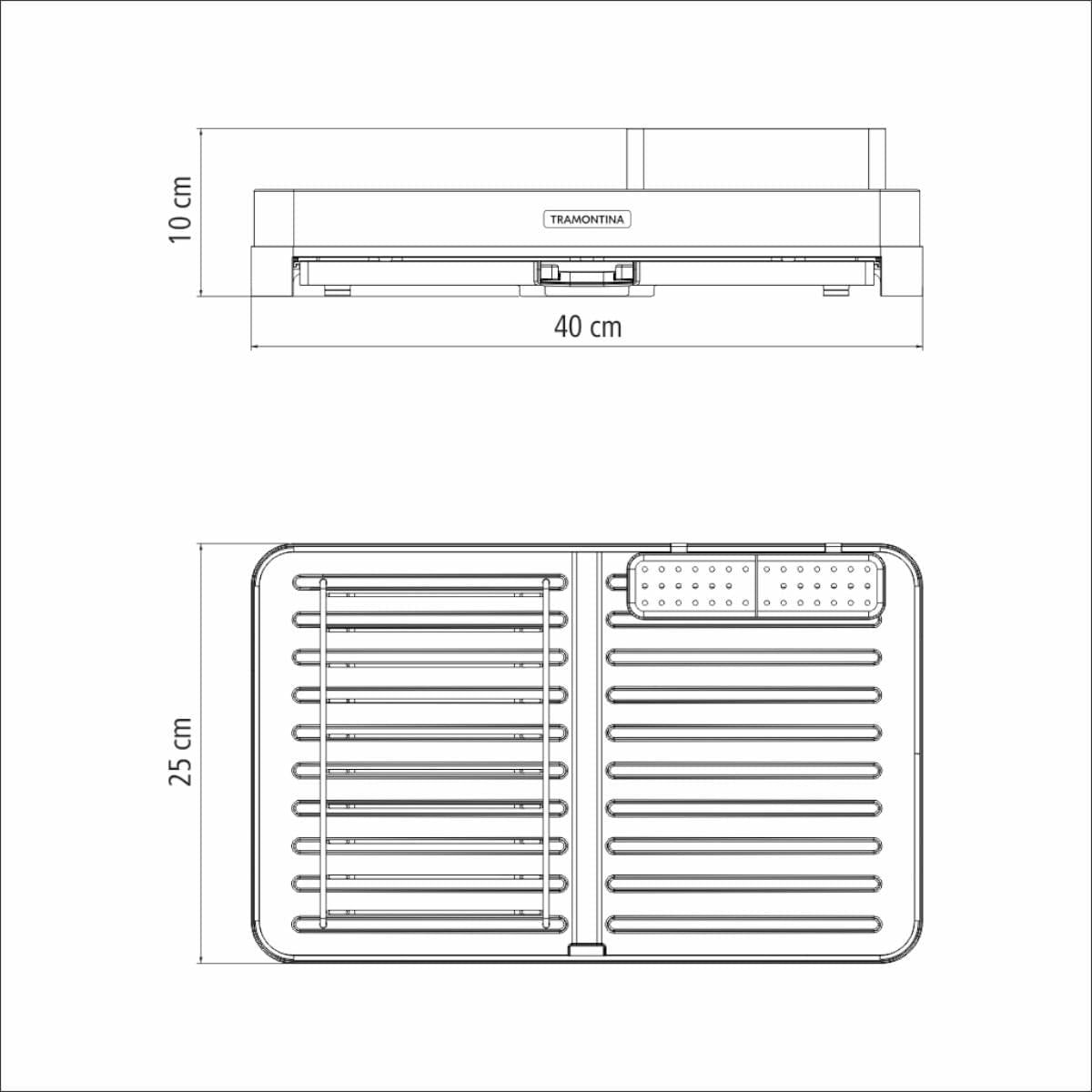 Escorredor de Louça Aço Inox e Polipropileno Grafite Marin