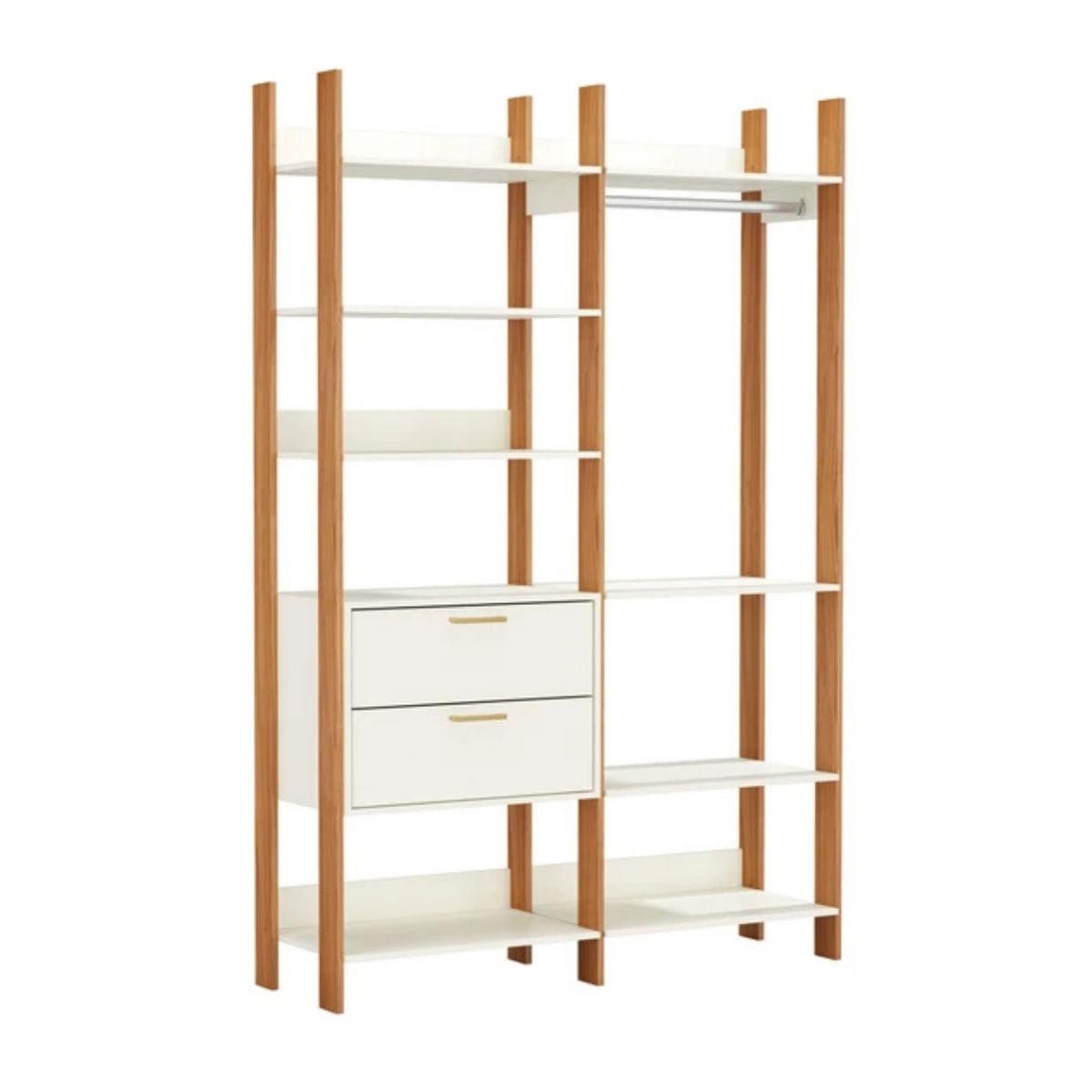 Closet Industrial 2 Torres 2 Gavetas 145x45x220cm Off White Freijó Dalla Costa
