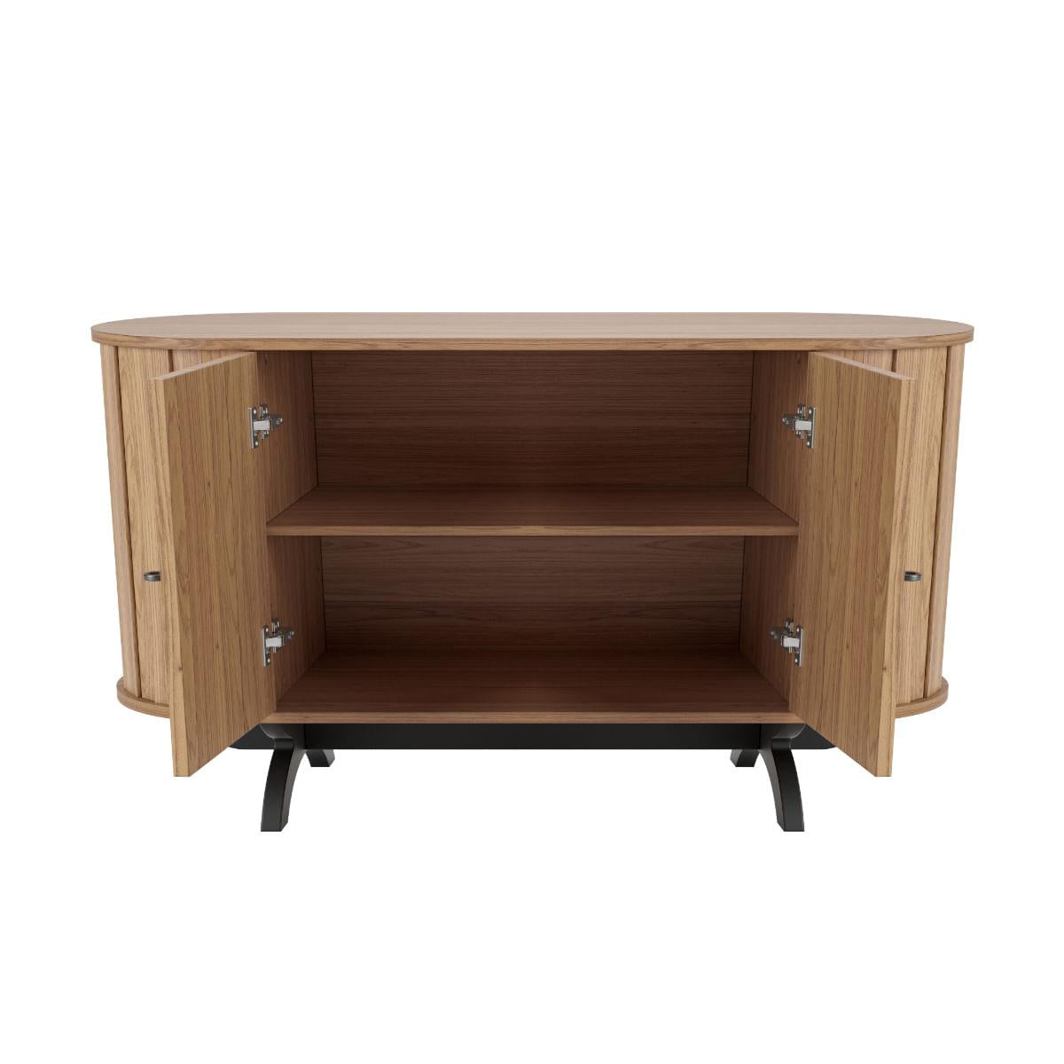 Balcão Buffet Curvo em MDF 2 Portas Freijó/Preto Fosco 130 cm TB289 Dalla Costa