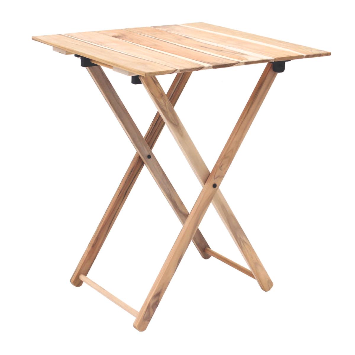Mesa Dobrável 60 x 60 x 75 cm Lille Tramontina em Madeira Teca Natural