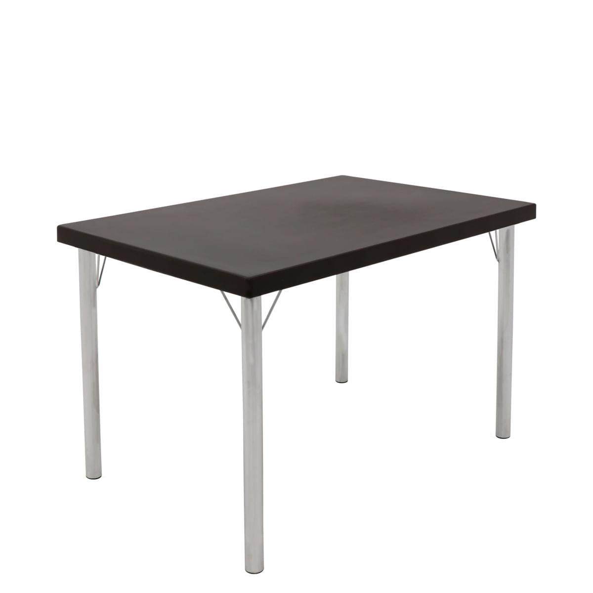 Mesa Tramontina Beta 119 x 79 cm em Polipropileno Marrom com Base em Alumínio Polido