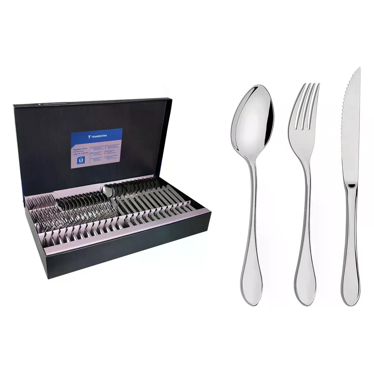 Faqueiro Tramontina Italy Aço Inox 72 Peças com Facas para Churrasco