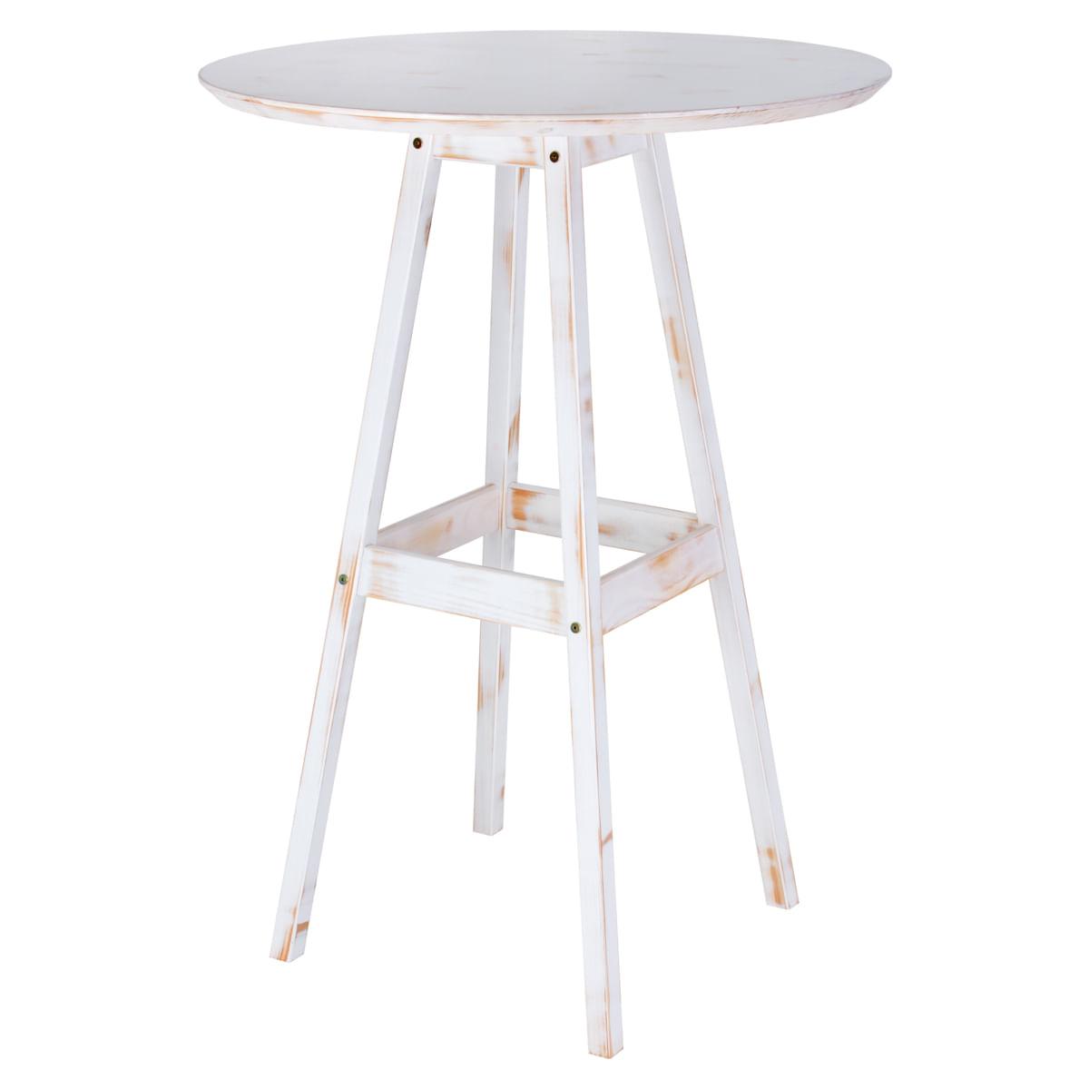 Mesa de Madeira Pub Alta Rústica Tramontina 80 x 80 cm Branca 91454117