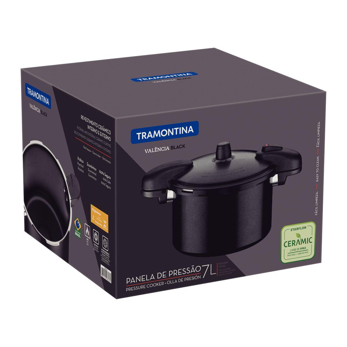 Panela de Pressão Tramontina Valência Black 7 L 24 cm em Alumínio com Revestimento Cerâmico