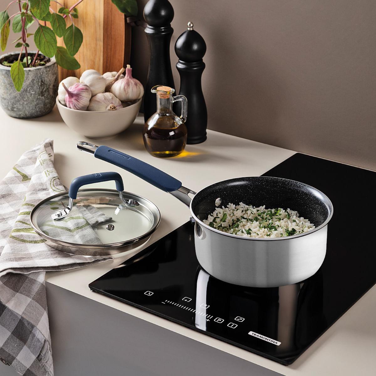 Panela Tramontina Romagna Aço Inox Cerâmico Black Stone 16 cm 1,5 L