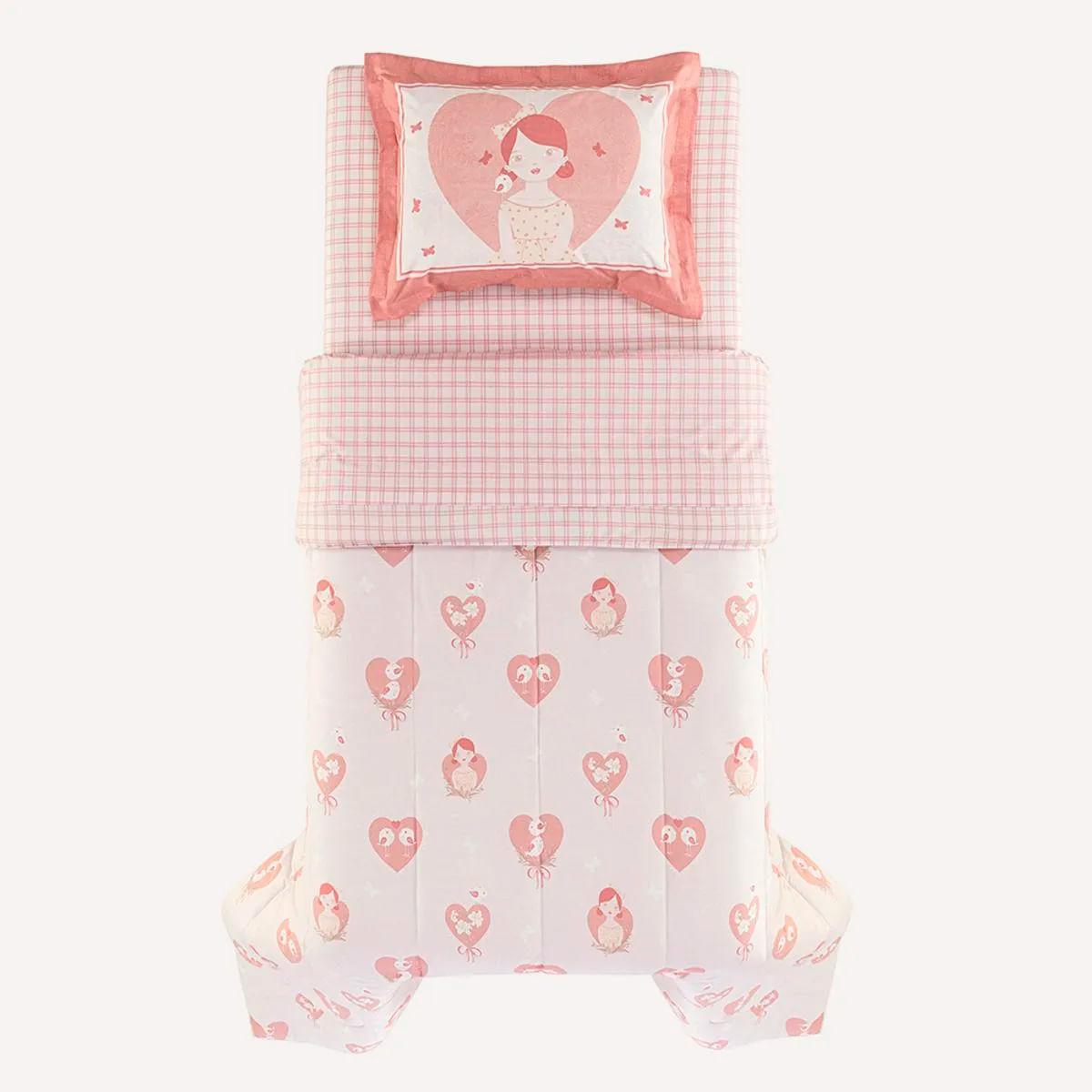 Edredom Infantil Solteiro Karsten 100% Algodão Ameli Rosa