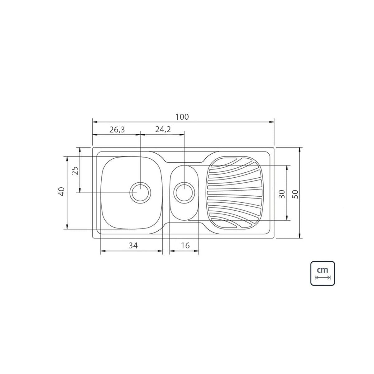 Cuba de Sobrepor Tramontina Vega 1.5C 34 Plus R em Aço Inox Pré Polido 100 x 50 cm