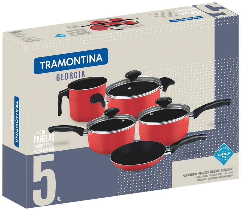 Jogo de Panelas Starflon 5 Peças Vermelho Georgia Tramontina 20499750