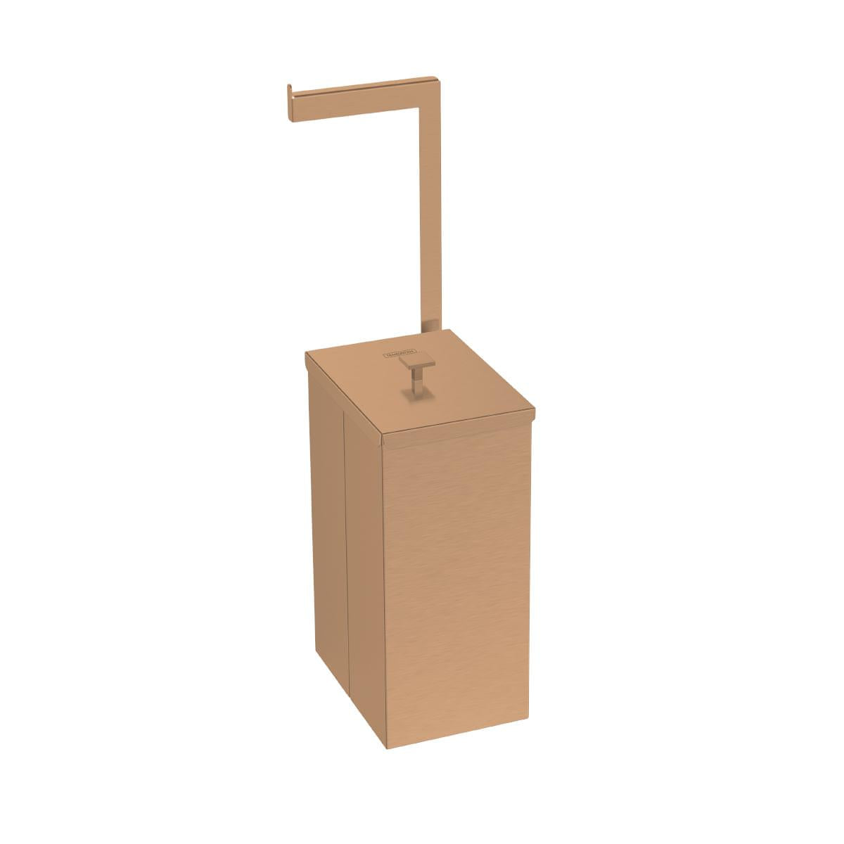 Lixeira Tramontina Luz Slim Inox Rose Gold com Porta Rolo 5,5 Litros Outlet