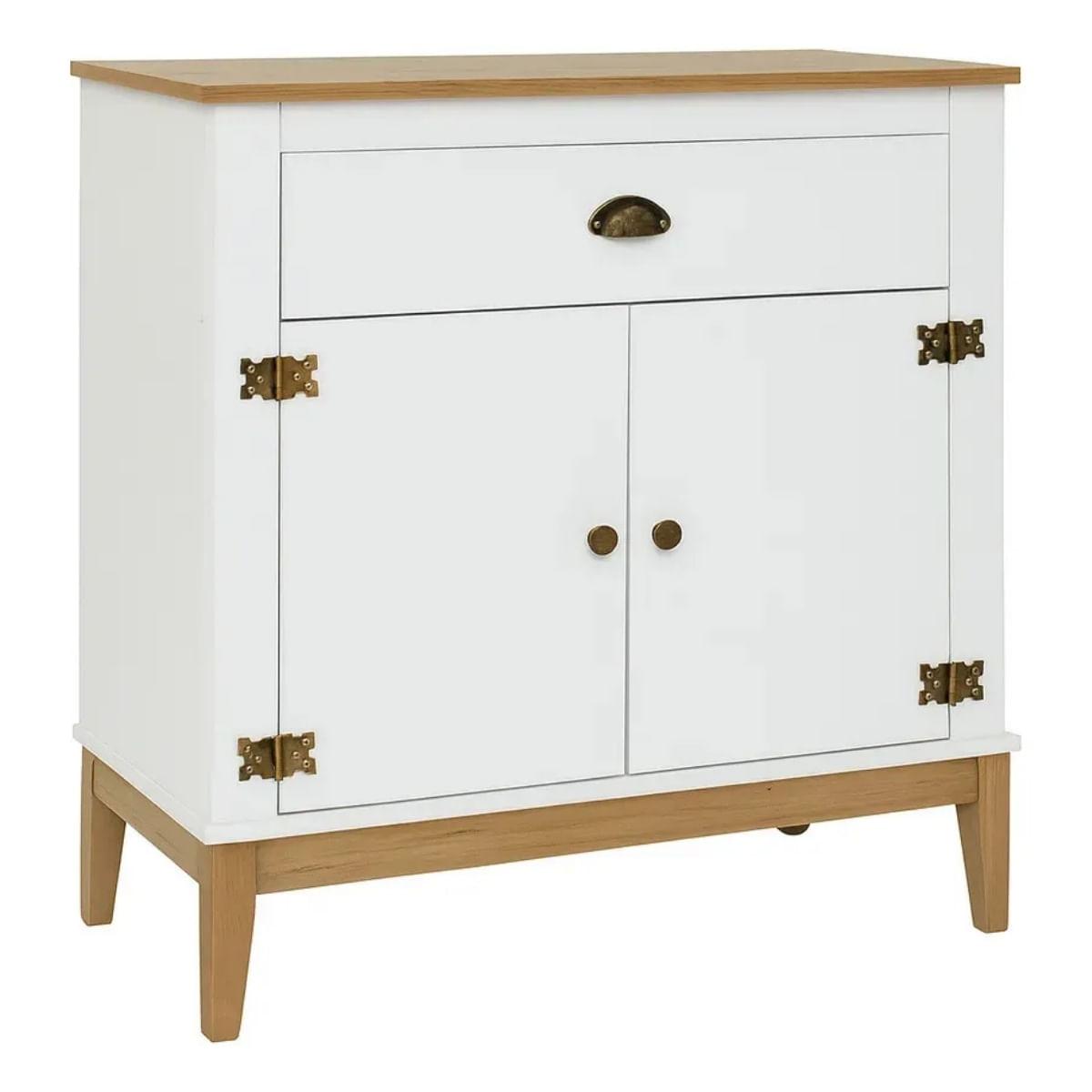Aparador Colonial 80cm Mel Branco 2 Portas 1 Gaveta Movelbento