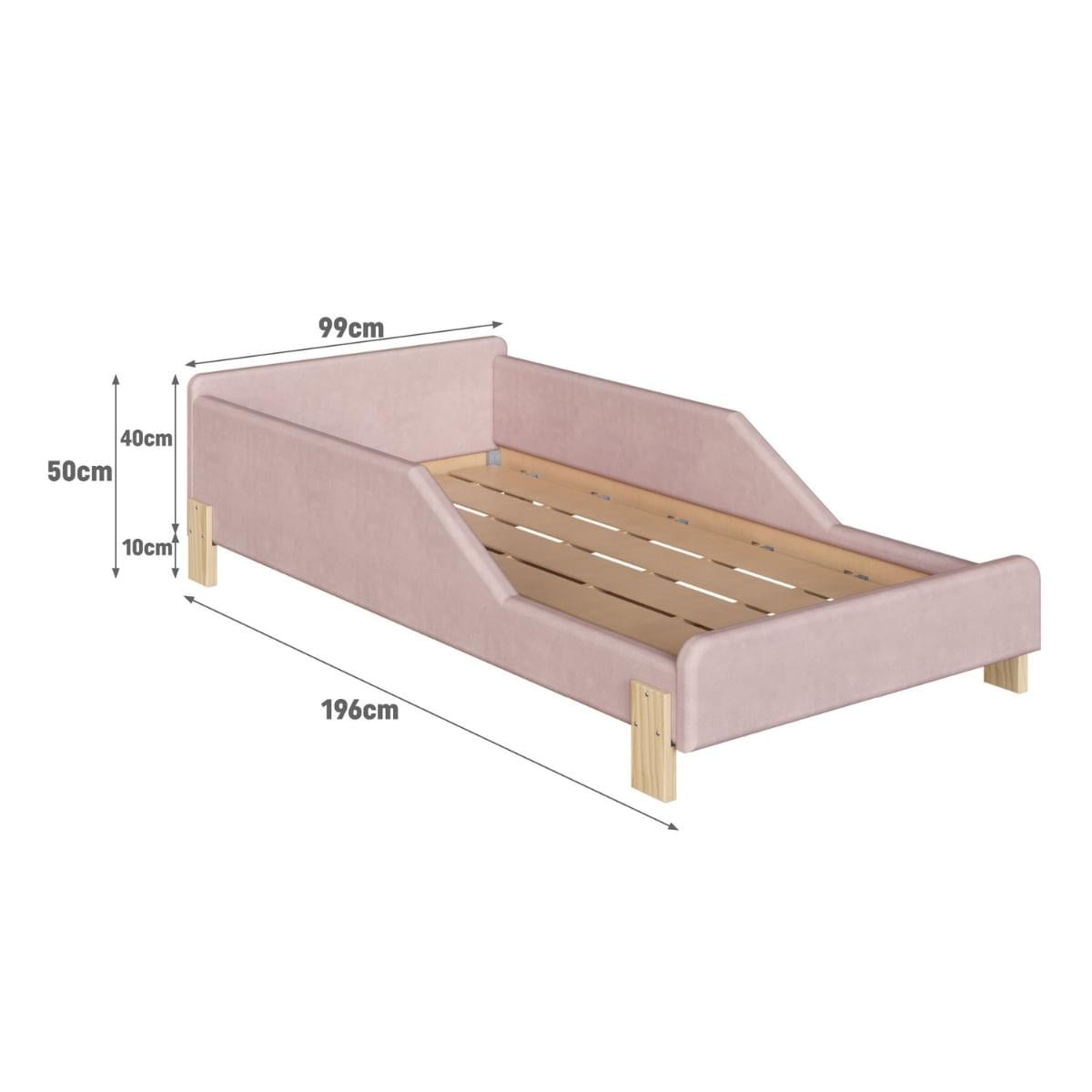 Cama Infantil Sentir Solteiro Estofada Rosa Completa Móveis