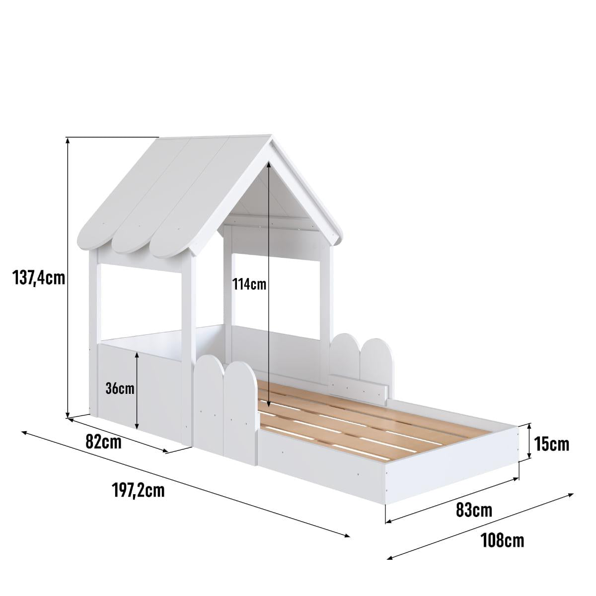 Cama Infantil Montessoriana Casinha Branca Completa Móveis