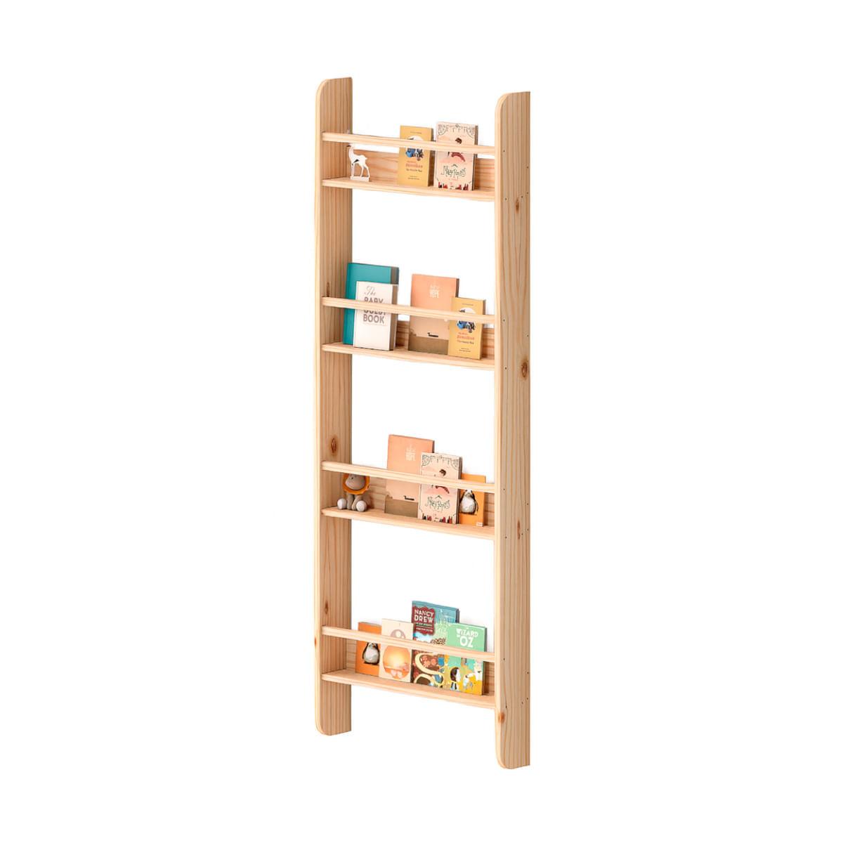 Estante de Parede para Livros 62x12x168 cm em Madeira Natural Marin Brasil