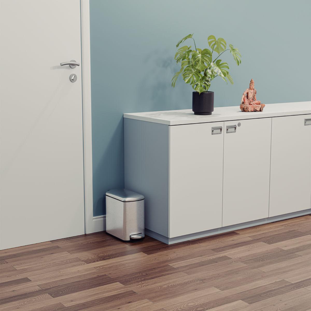 Lixeira Tramontina 6 Litros Tipo D Slim com Pedal em Aço Inox Scotch Brite