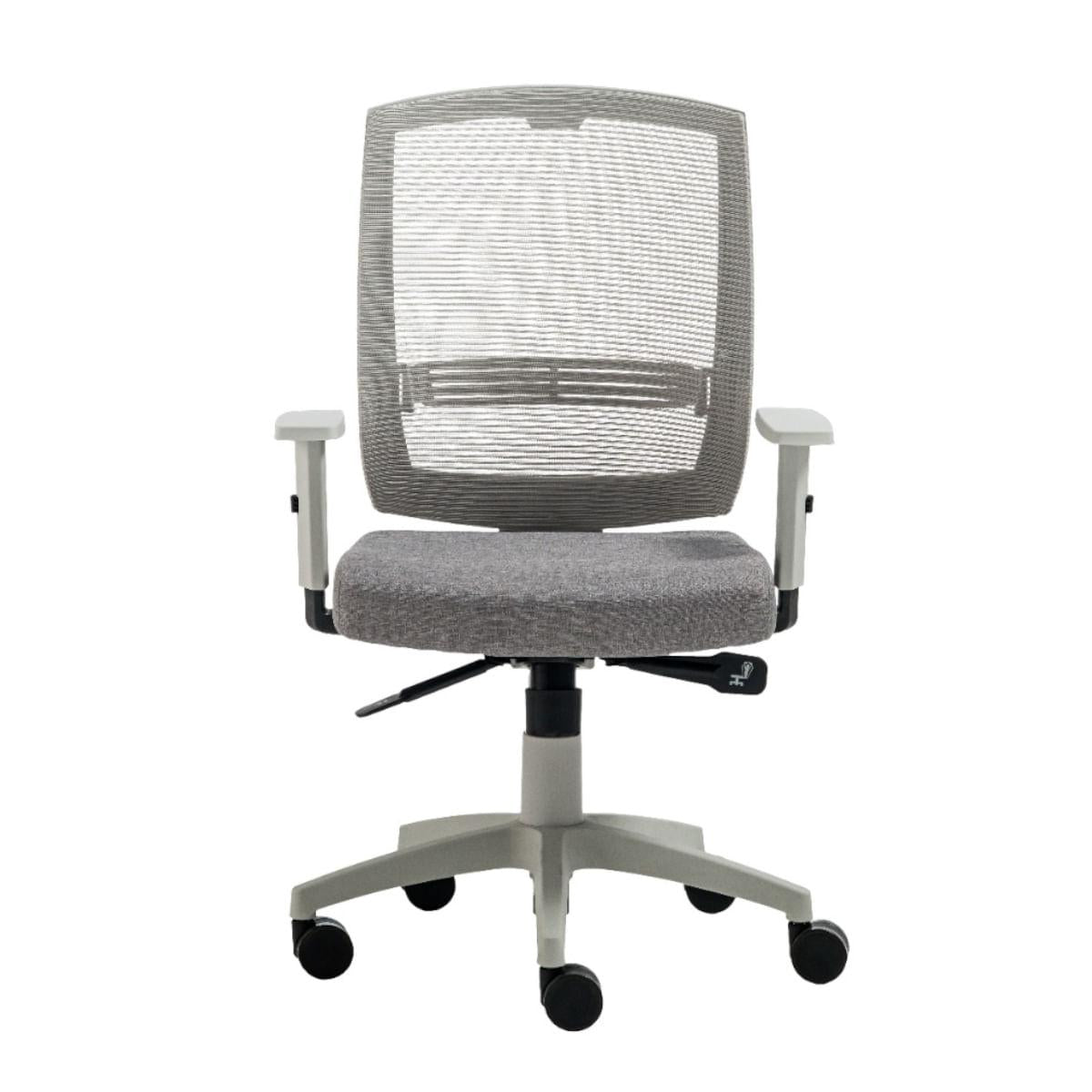 Cadeira de Escritório Giratória New Opus Roal Panamá Cinza Encosto em Tela Base Nylon PP Syncron