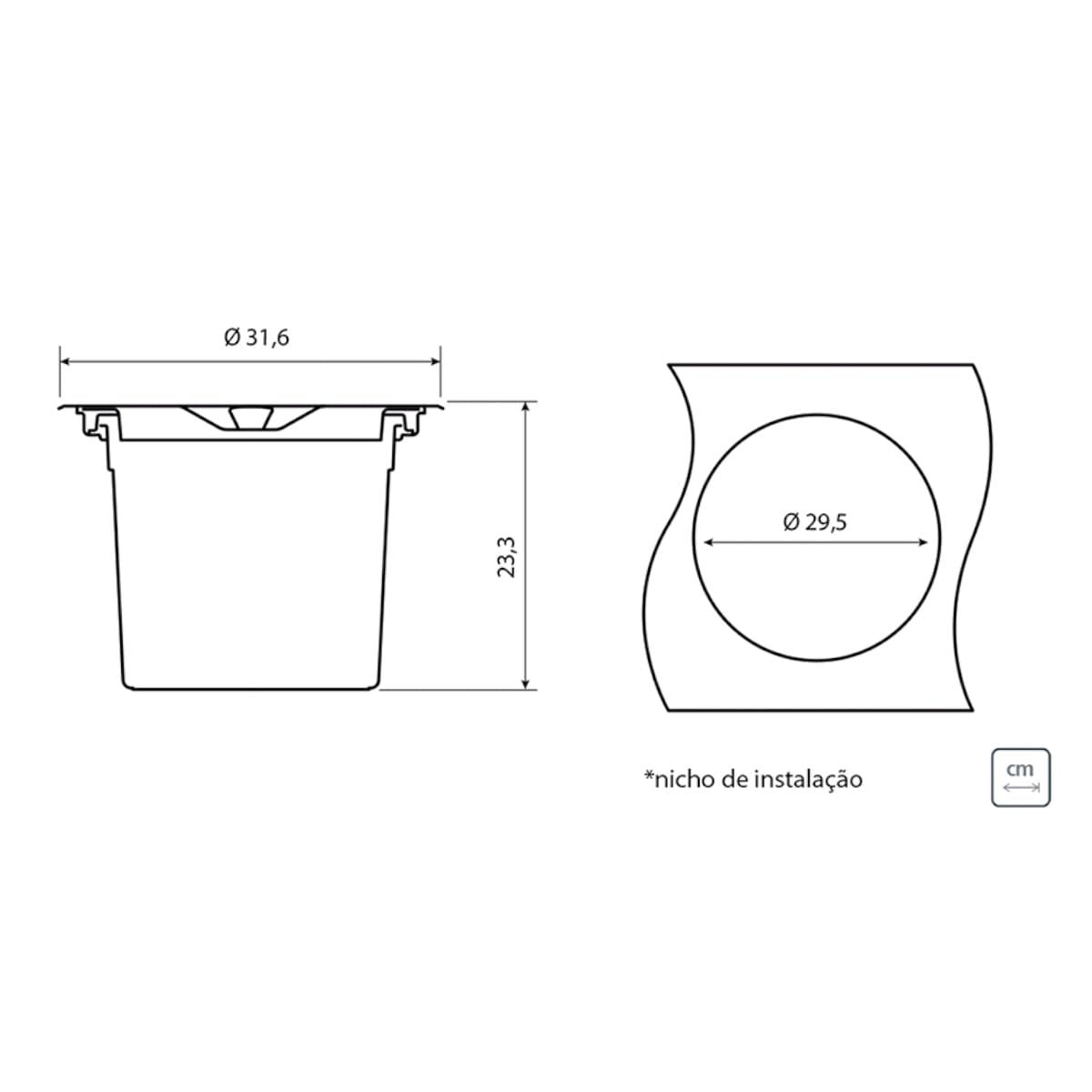 Lixeira de Embutir Tramontina Clean Round em Aço Inox com Balde Plástico 8 L