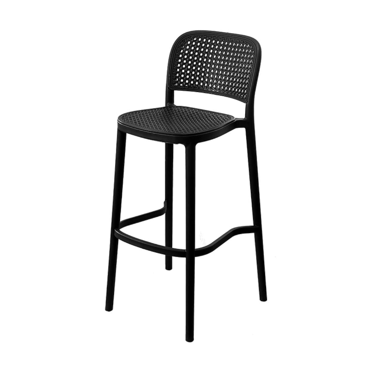 Banqueta Amis Preta em Polipropileno Simulando Palha no Assento e Encosto Or Design