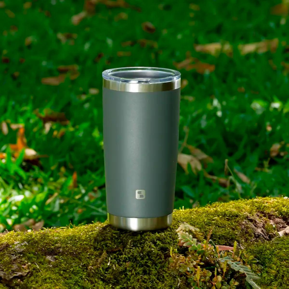 Copo Térmico 500ml Everest Cinza Inox com Tampa Soprano