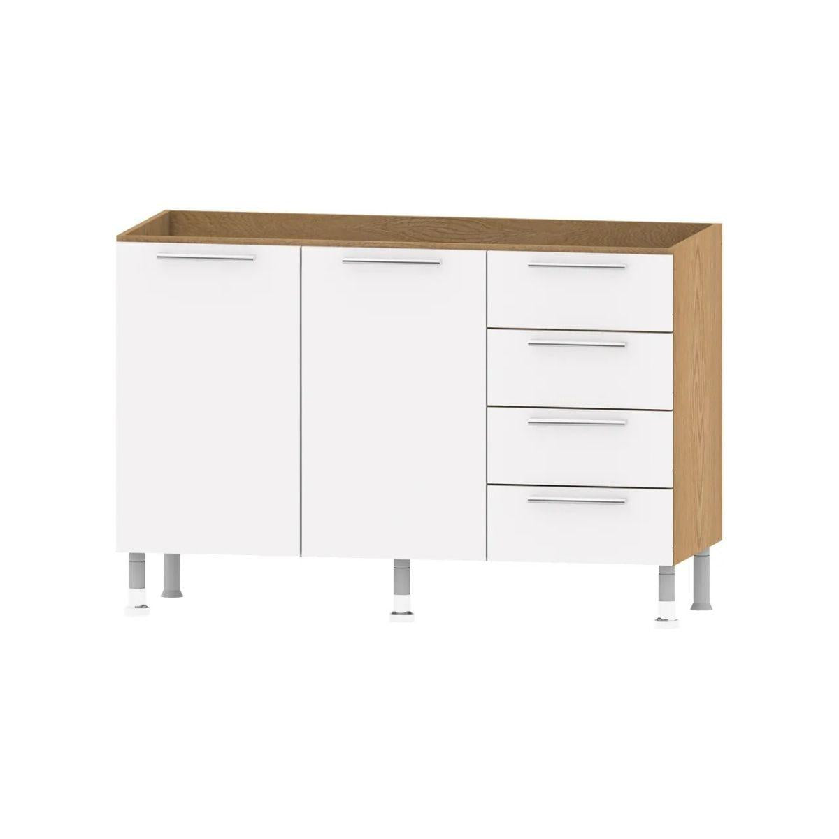 Armário Balcão de Cozinha Carvalho e Branco 120x51x81 cm Ditália