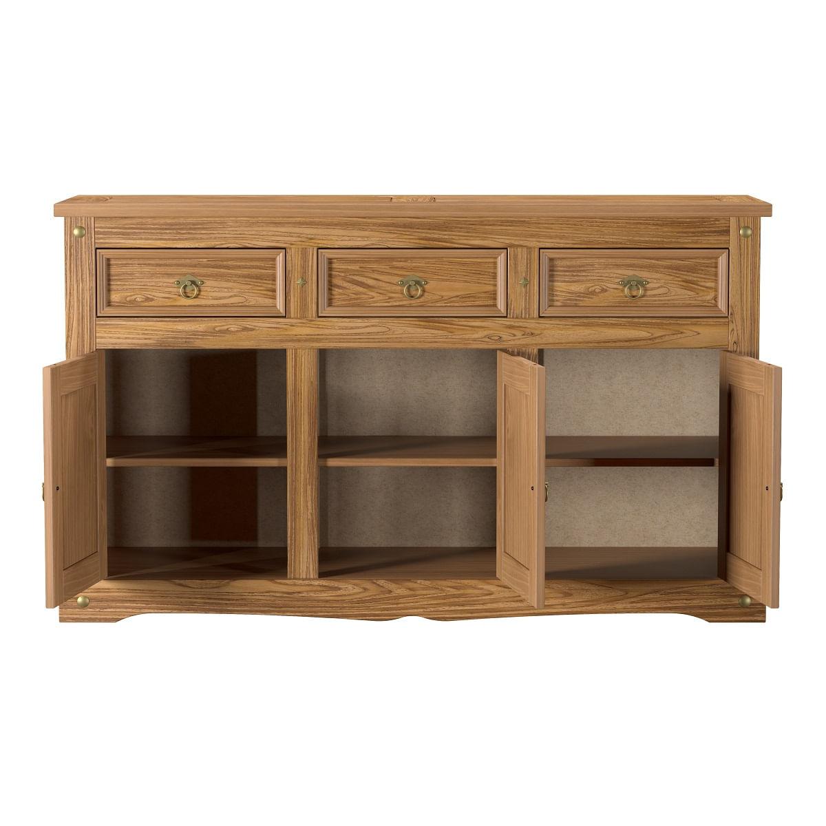 Aparador Buffet em Madeira 3 Portas 3 Gavetas 150 cm Carvalho Rústico Elliottiis