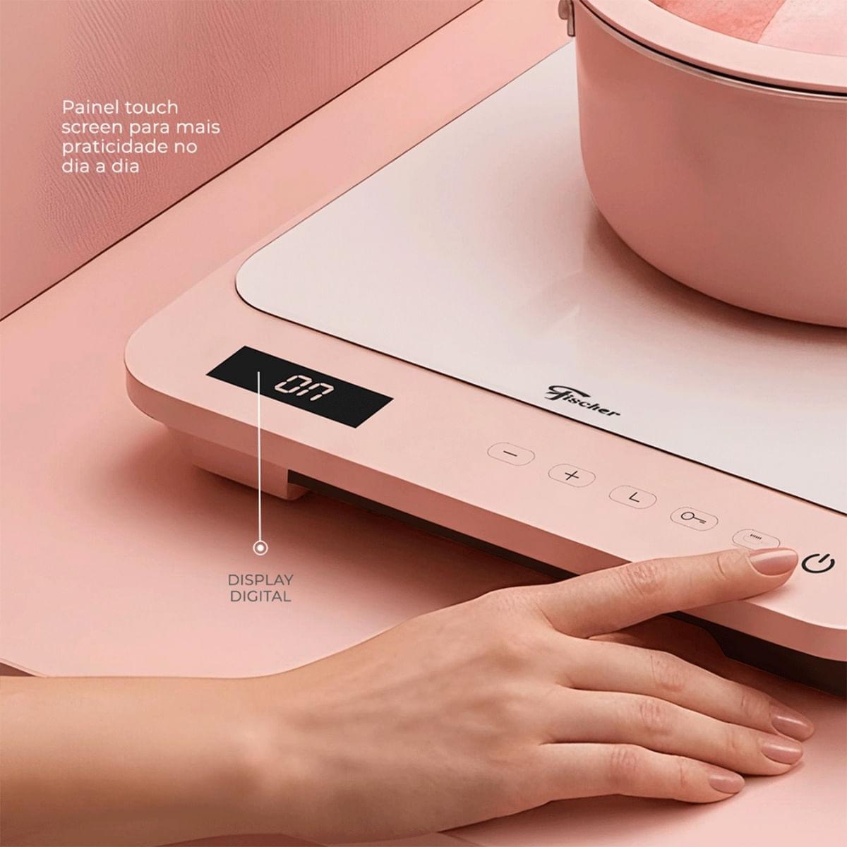 Cooktop de Indução Portátil Fischer 1 Boca Bivolt Touch Screen Verde Pistache