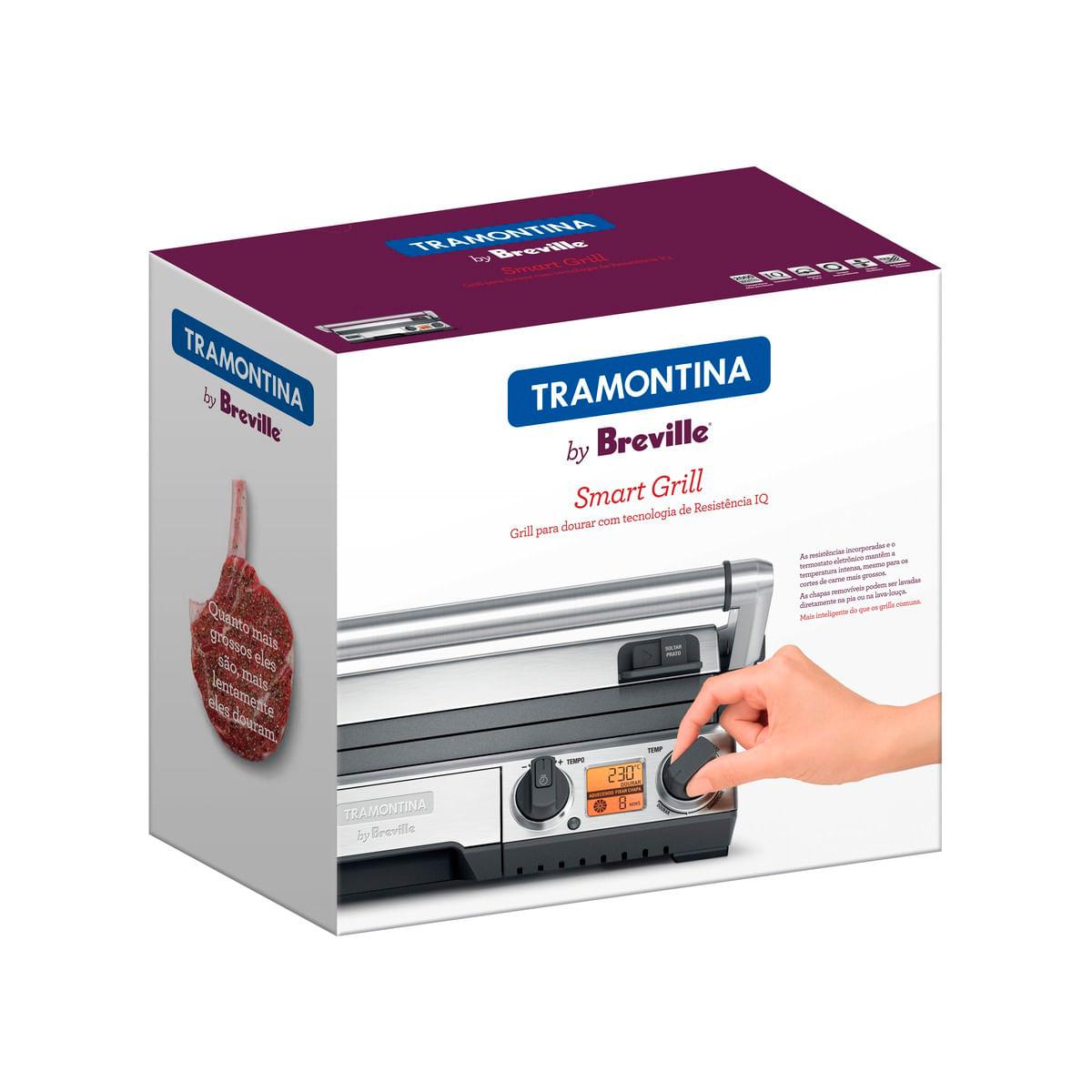 Grill Elétrico Tramontina by Breville Smart em Aço Inox com Display LCD 220 V