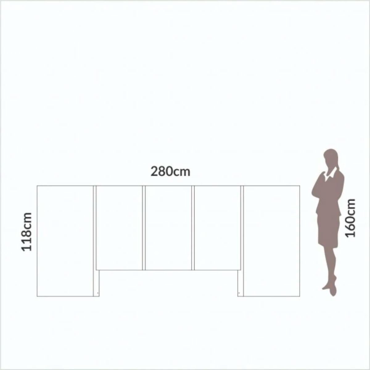 Cabeceira Queen em MDF 280 x 118 cm Lisa Off White Dalla Costa