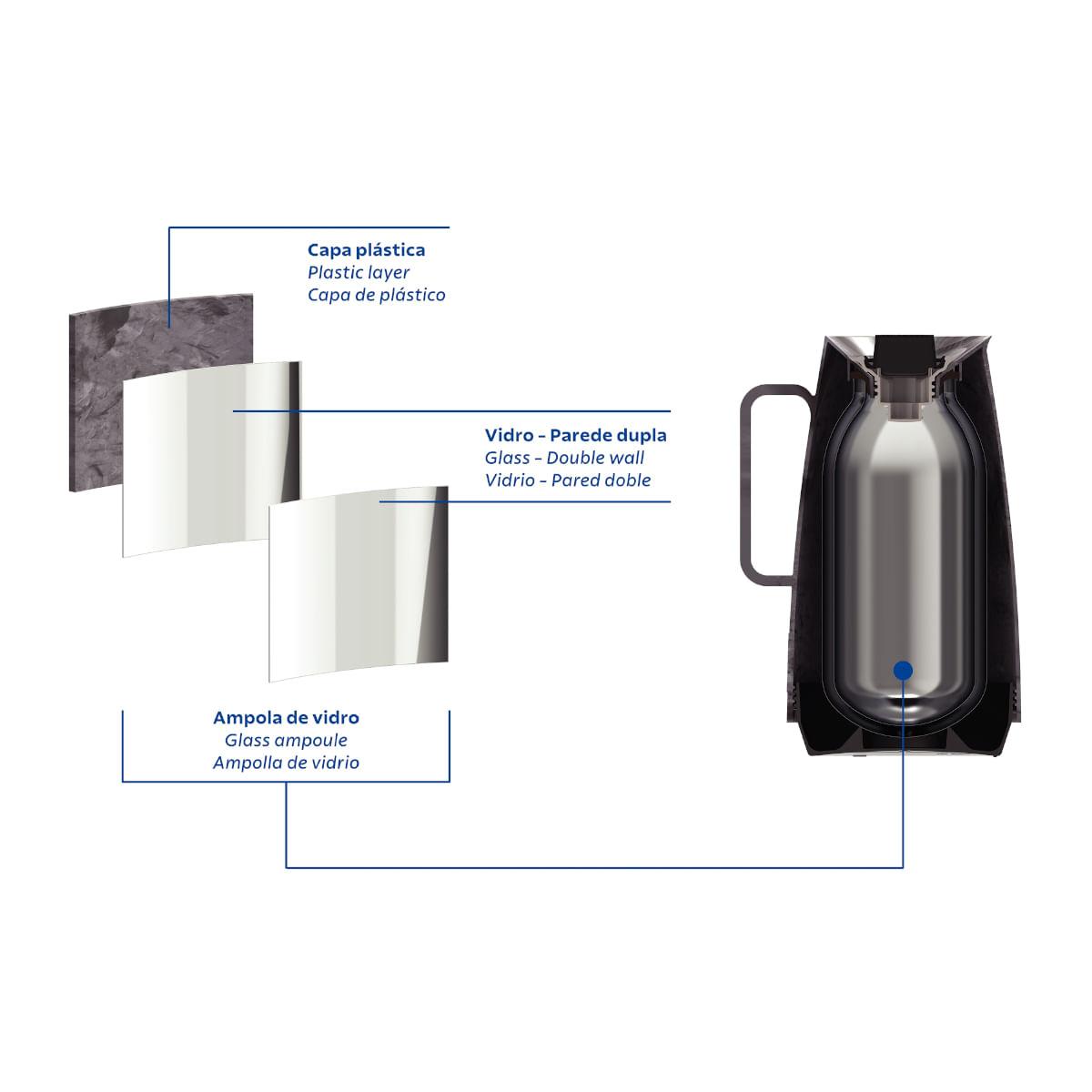 Bule Térmico Tramontina Exata em Plástico Marmorizado Cinza 500 ml