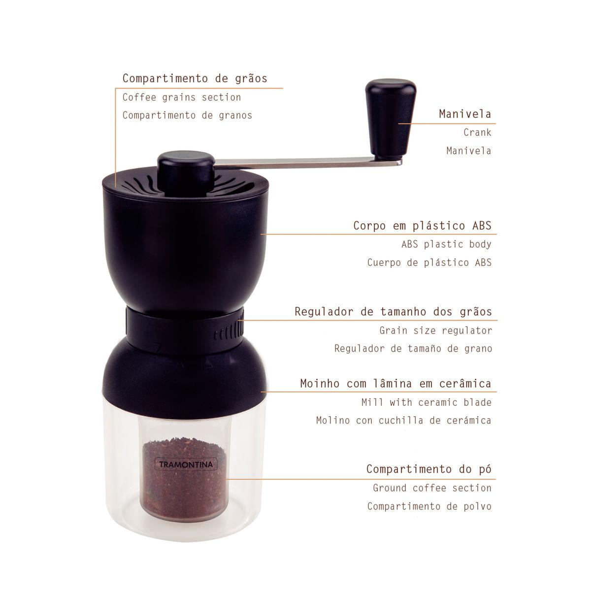 Moedor de Café Tramontina em Plástico ABS com Moinho em Cerâmica