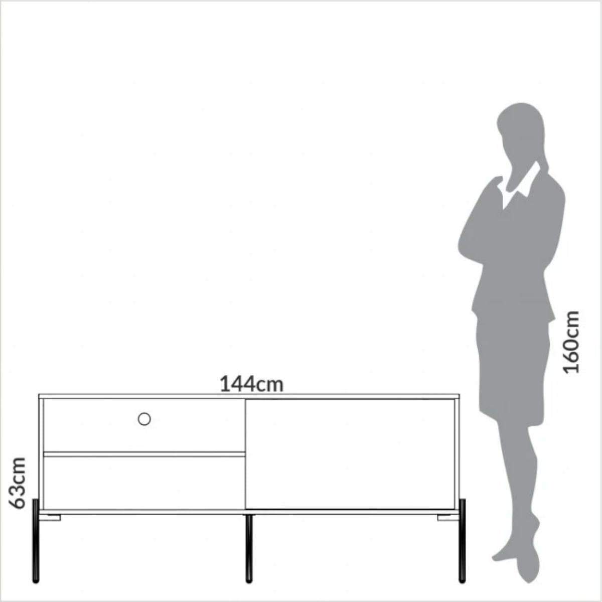 Rack para TV 144 cm com 1 Porta de Correr Florença Freijó Off White Dalla Costa