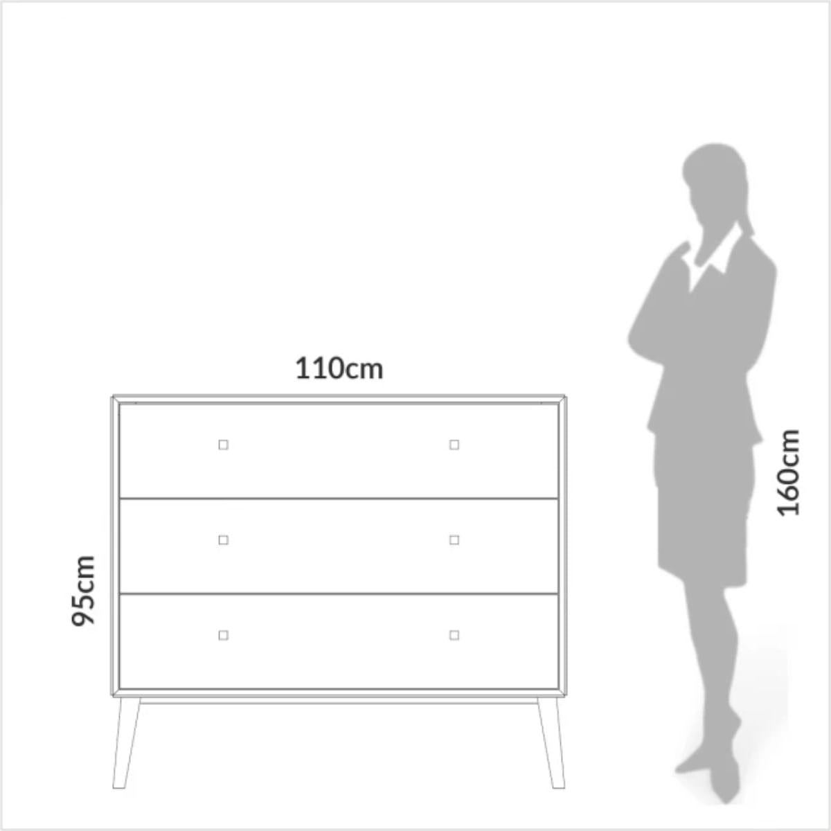 Cômoda 3 Gavetas em MDF Nature Freijó 110x95x50 cm Dalla Costa TW50JJ