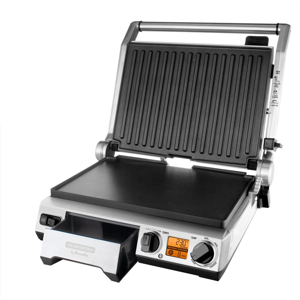 Grill Elétrico Tramontina by Breville Smart em Aço Inox com Display LCD 220 V