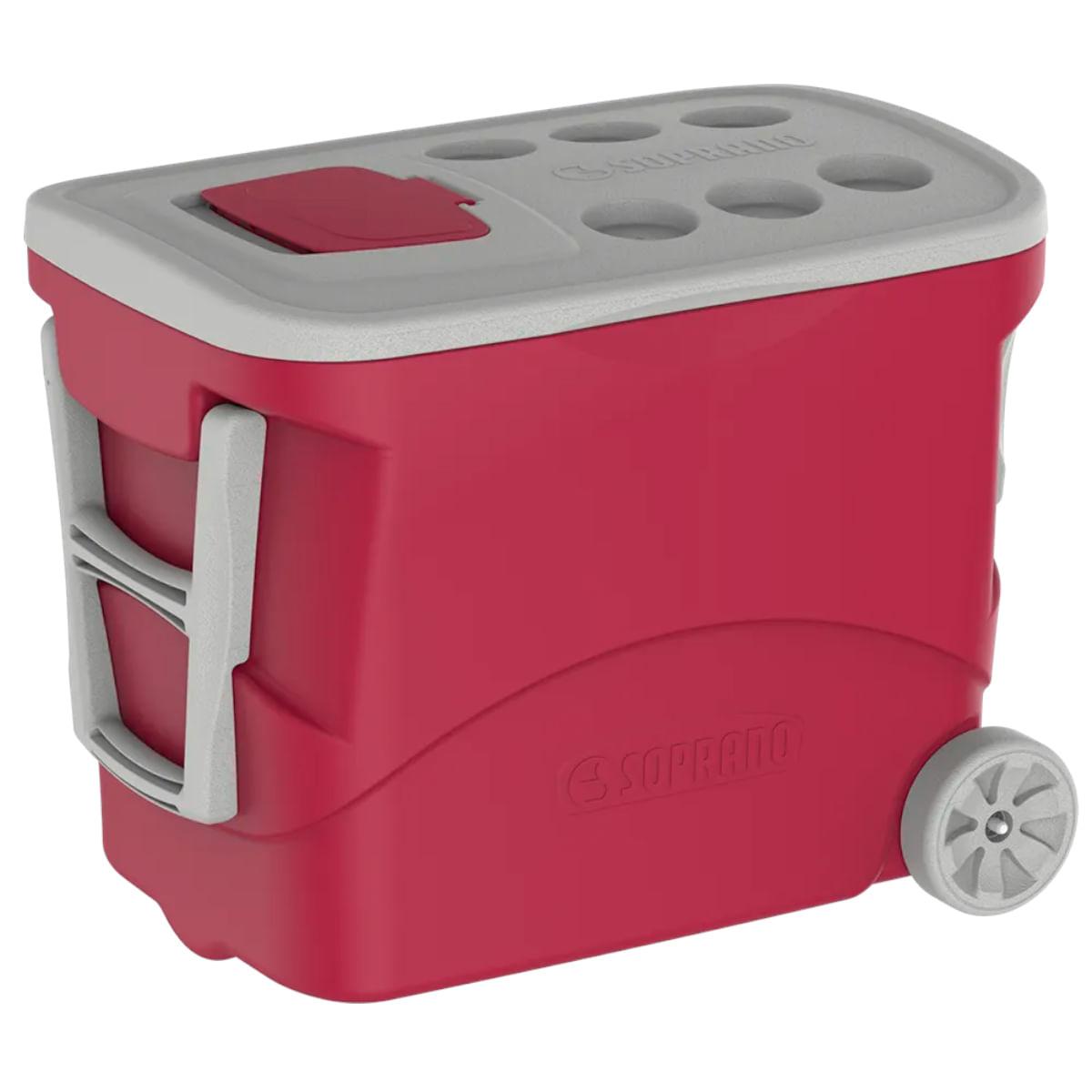 Caixa Térmica Tropical Plus 50L com Rodas Vermelha Soprano