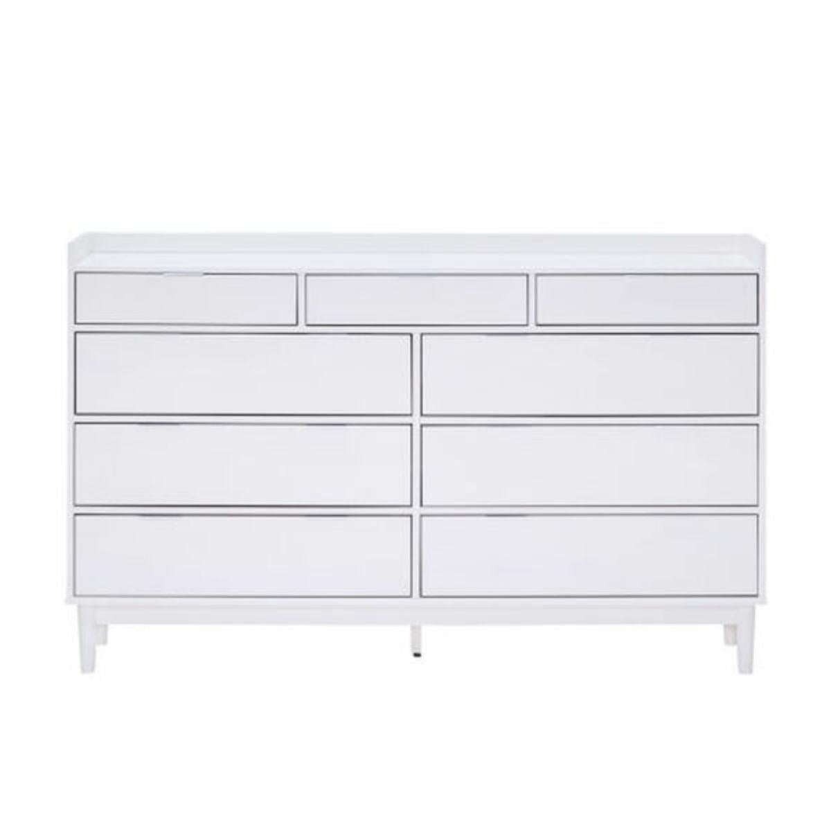 Cômoda 9 Gavetas Laca Branco em Madeira 150x43x92 cm Marin