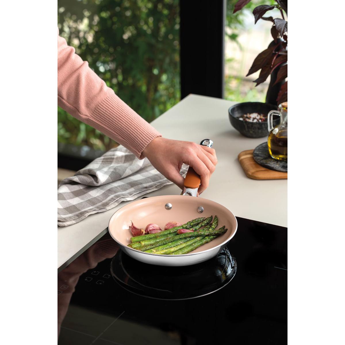 Frigideira Tramontina Romagna Aço Inox Cerâmico Marfim 20 cm 1 L
