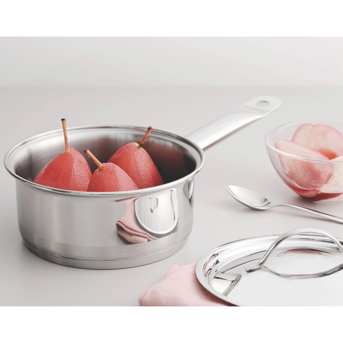 Panela Tramontina Professional Aço Inox 1,4 L com Tampa Plana e Fundo Triplo 16 cm