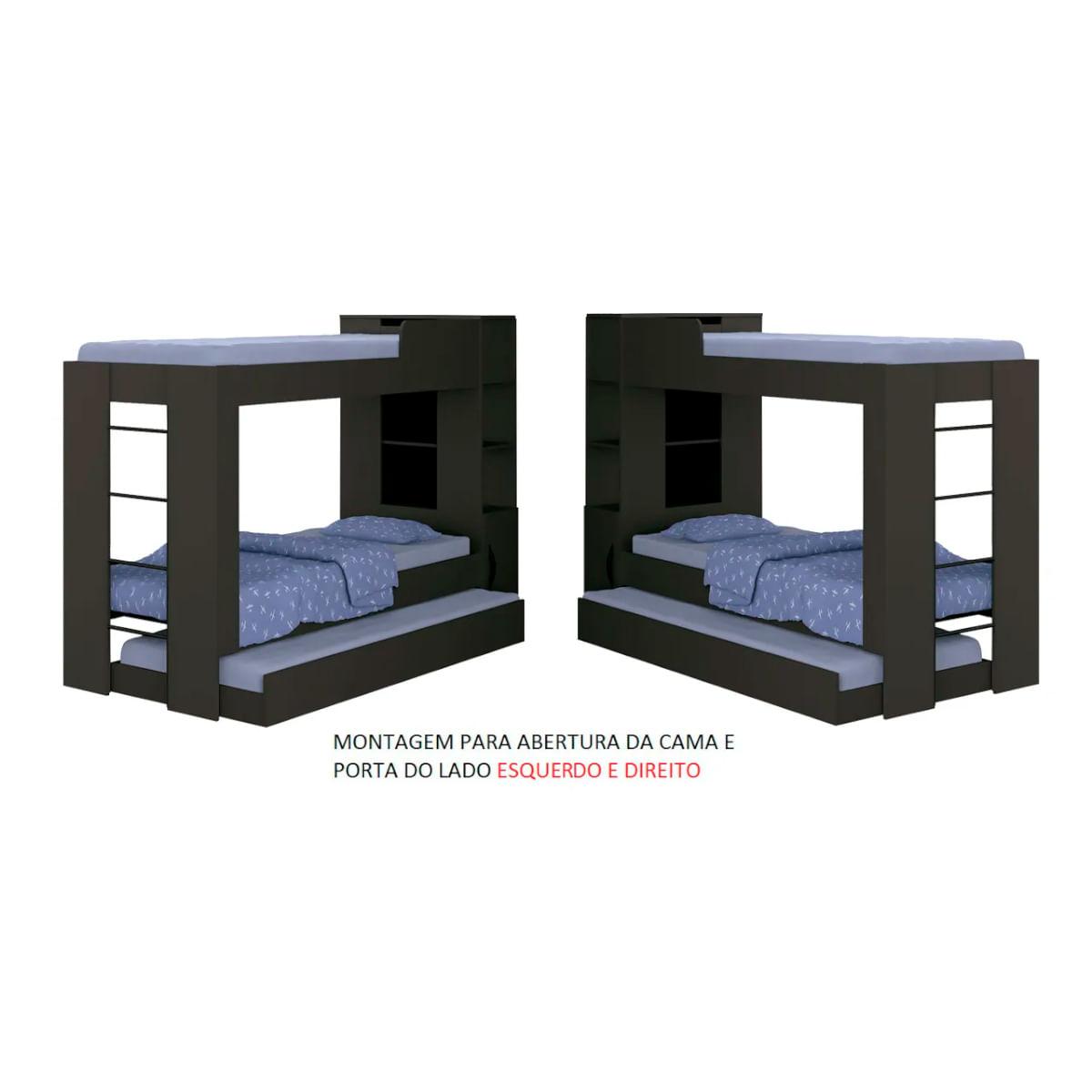 Treliche Ditália CM-15 Preto com Cama Auxiliar e Prateleiras