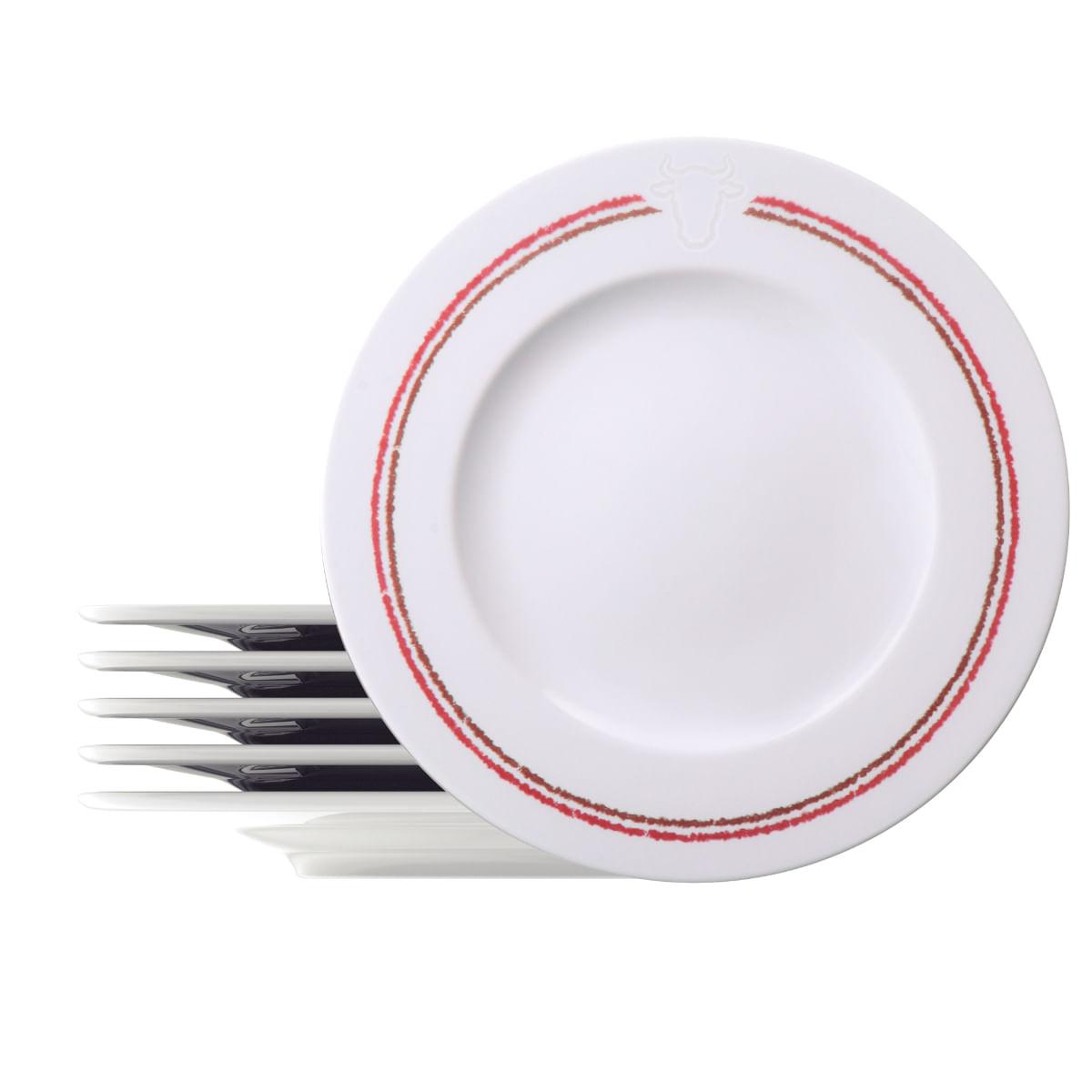 Kit Prato Raso Tramontina Churrasco Classic em Porcelana 28 cm 6 Peças